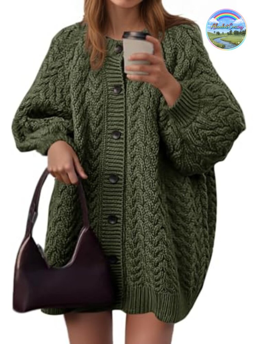 Cable Knit Oversized Cardigan Sweater Women Chunky Fall Winter Long Button Down